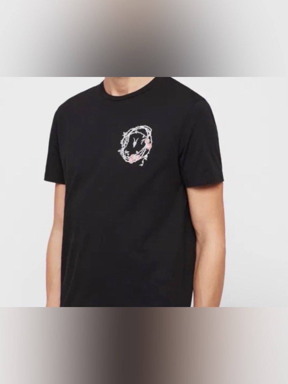 All Saints Black Tee with Red Graphic